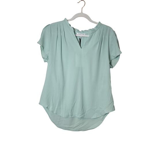 41 Hawthorn Women Tiffiny Tulip Sleeve Split Neck Blouse Green NWT Size M - Picture 2 of 9